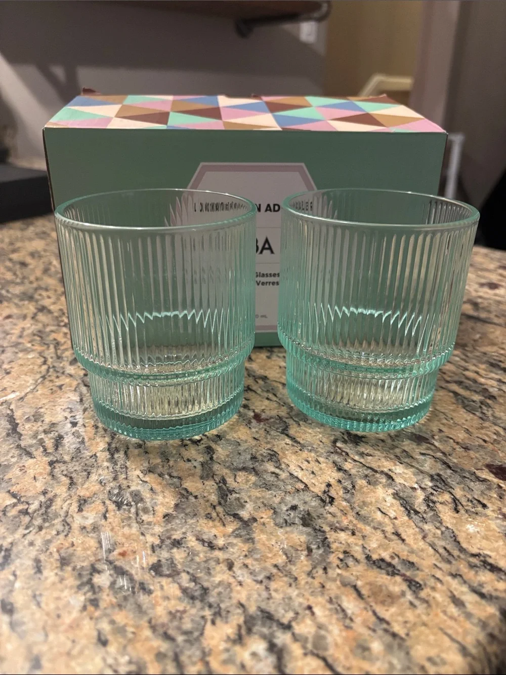 Jonathan Adler BIBA Ribbed Glasses - Set of 2 - NWT
